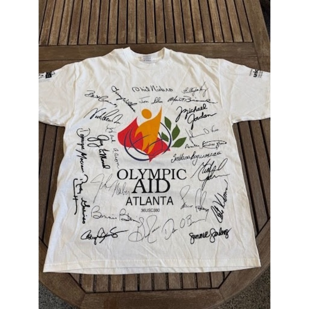 Vintage 1996 Atlanta Olympics Team USA Signed Autograph Promo T-Shirt Hanes XL